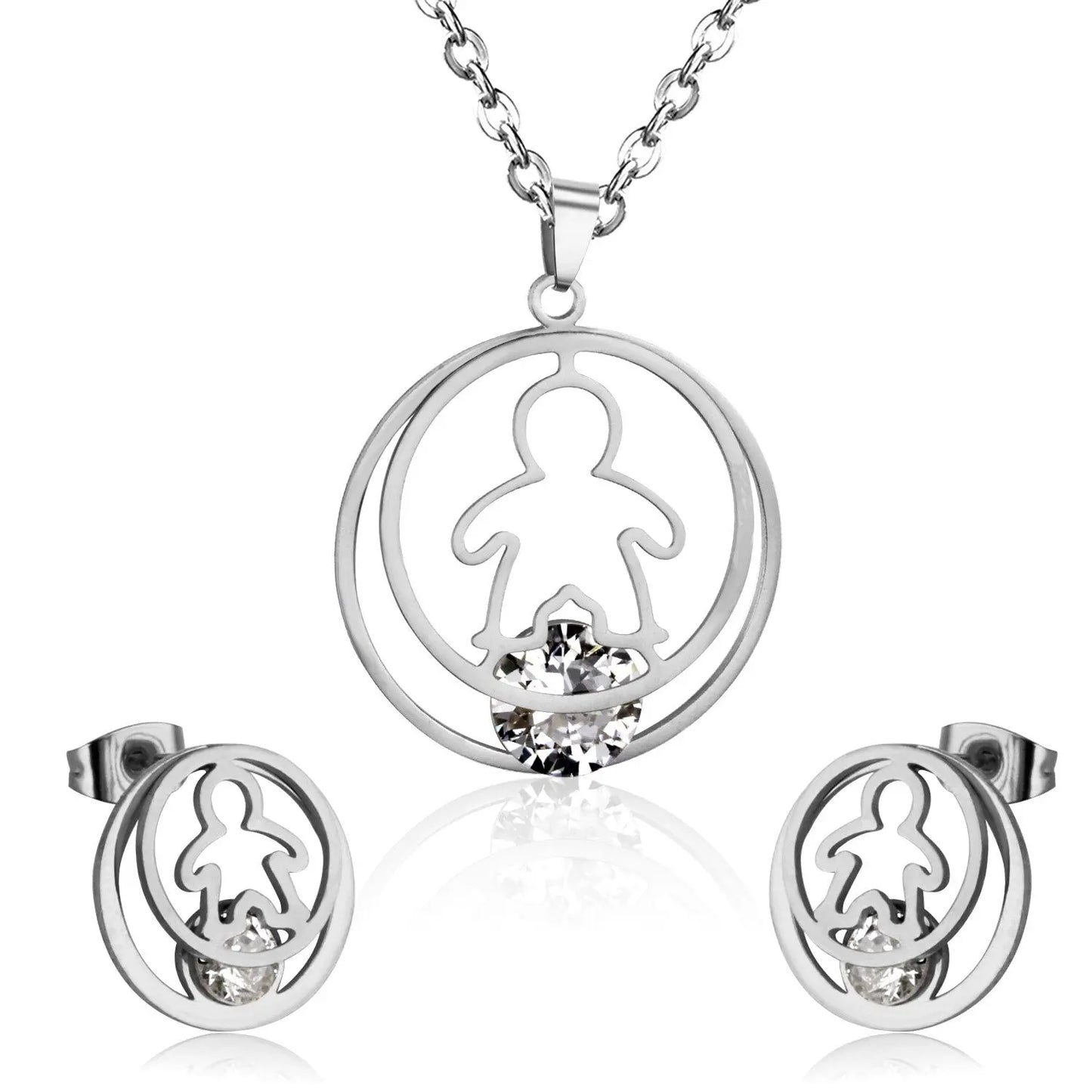 Fashion Gold Necklace Earring Jewellery Set Stainless SteelCrystal Wedding Bridal Dubai Jewelry Set For Girl Women asonjewelry