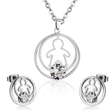 Fashion Gold Necklace Earring Jewellery Set Stainless SteelCrystal Wedding Bridal Dubai Jewelry Set For Girl Women