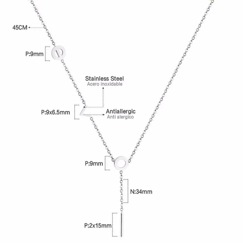 Fashion Jewelry Rose Gold "Love" Pendants Necklaces For Women 316L Stainless Steel Chains choker Necklace Set asonjewelry