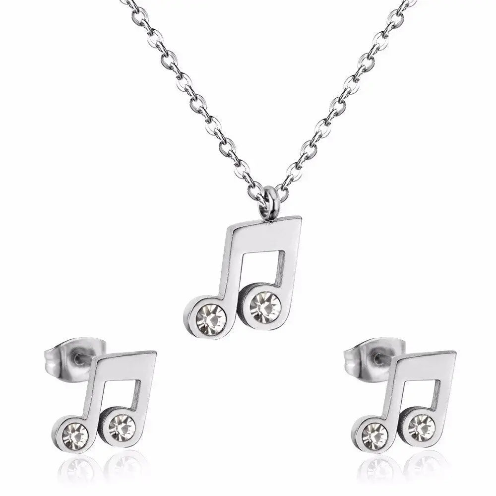 Popular Jewelry Sets Musician Symbol Stainless Steel Gold Dubai Indian Jewelry Sets For Girls Women Jewellery Set asonjewelry