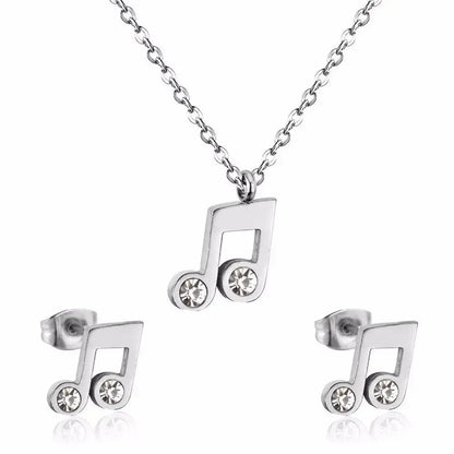 Popular Jewelry Sets Musician Symbol Stainless Steel Gold Dubai Indian Jewelry Sets For Girls Women Jewellery Set asonjewelry