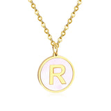 Stainless Steel Round Initial Pendant Necklace Gold Color 26 A-Z Letter Necklaces For Female Party Friend Wholesale