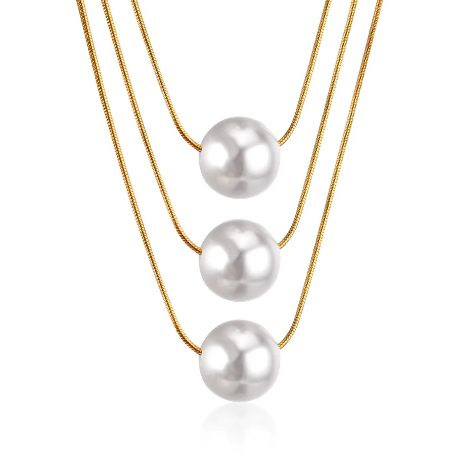 Fake Pearl Pendant Choker Chains Necklace Set Multi-layer Gold Necklaces For Women Jewelry collares colar collier asonjewelry