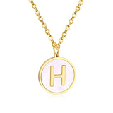 Stainless Steel Round Initial Pendant Necklace Gold Color 26 A-Z Letter Necklaces For Female Party Friend Wholesale