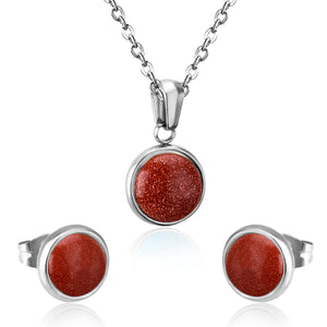 Round Shape Crimson Noble Style Necklaces Earrings Jewelry Sets For Female Valentine Present conjuntos de joya