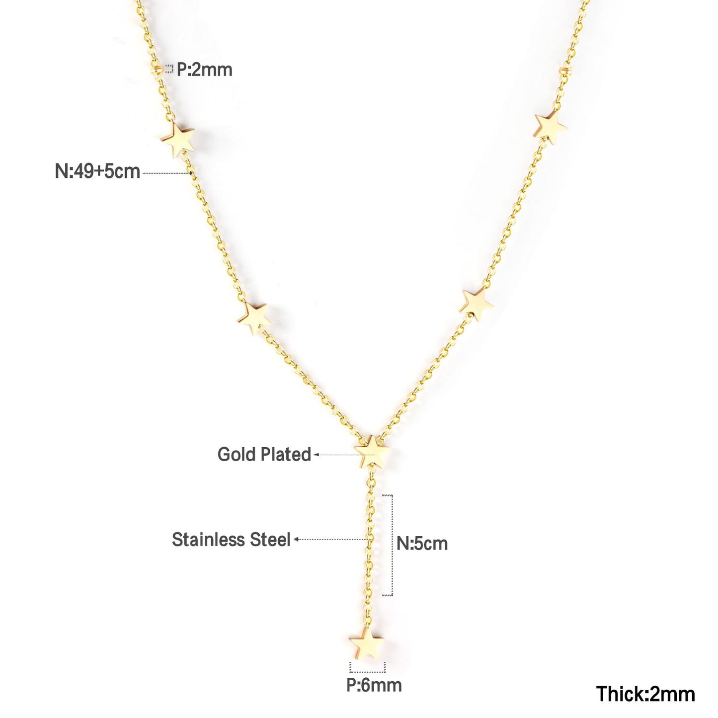 ASON Lovely Star Pendant Necklace Stainless Steel Gold Color Accessories Fashion Choker for Women Party Gift Jewelry asonjewelry
