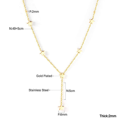 ASON Lovely Star Pendant Necklace Stainless Steel Gold Color Accessories Fashion Choker for Women Party Gift Jewelry asonjewelry