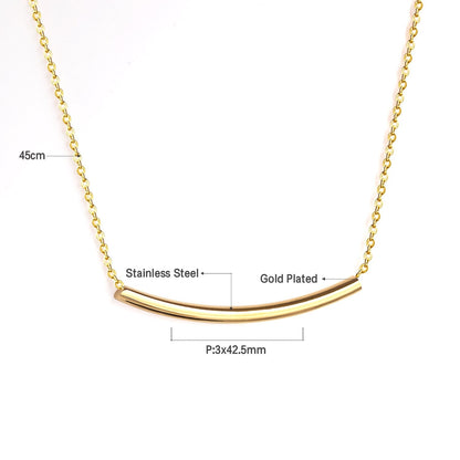 ASON Simple Style Curve Tube Pendants Necklaces Stainless Steel Gold Color Chains Necklaces Party Gift Wholesale Chokers asonjewelry