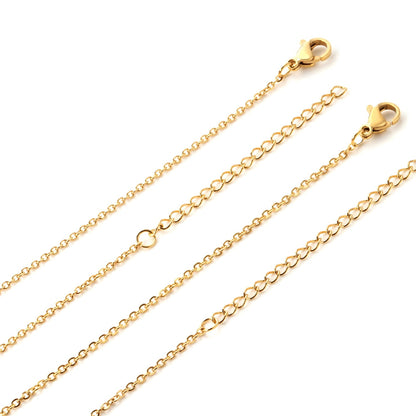 ASON 10Pcs/lot Stainless Steel 45cm+5cm Extension Chain Link Ladies Necklace Jewelry Accessories Gold Silver Color Long Necklace asonjewelry