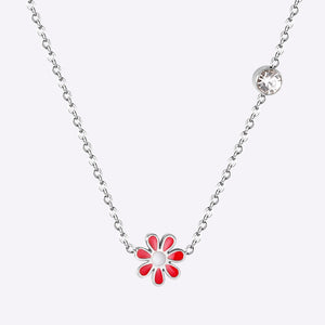 Korean Fashion Romantic Colorful Flower Pendant Stainless Steel Chain Necklace For Women Jewelry Parts bijoux femme