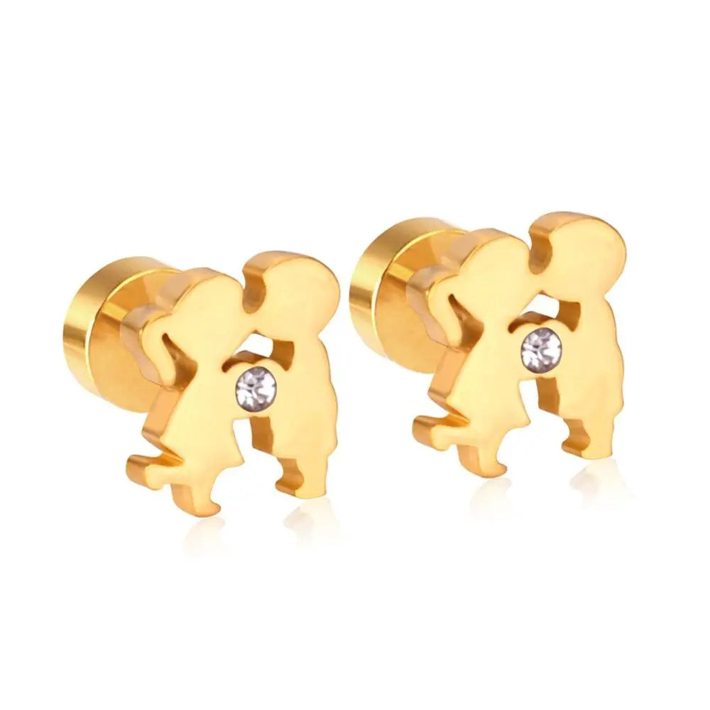Cute Insect Flower small Earrings Stainless Steel Christmas Stud Earring Sets For Women Jewelry Earings brincos asonjewelry
