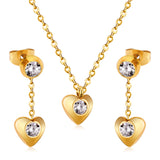New Heart Shape Crystal Fashion Necklaces Droop Earrings Sets For Woman Dubai Wedding Jewelry Set pendientes bijoux