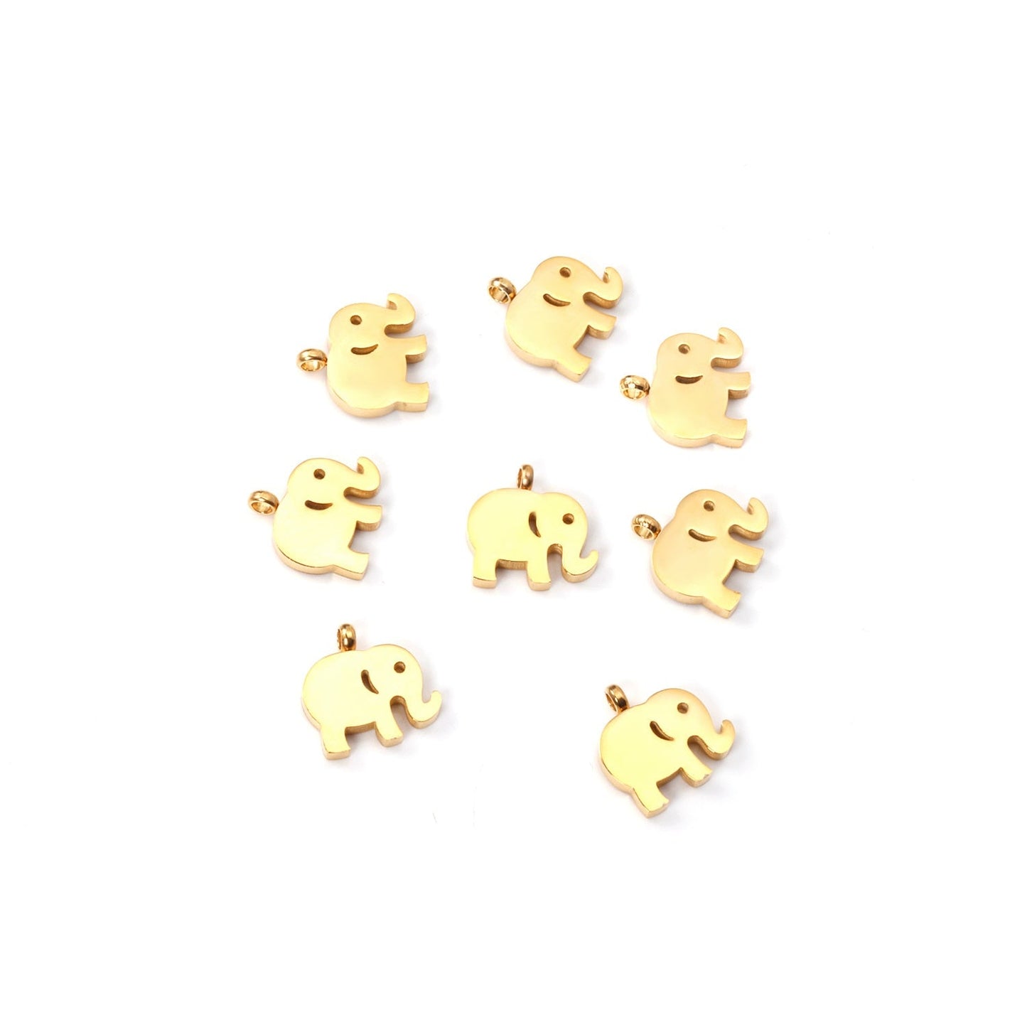 ASON 10pcs/Lot 12.5x9.5mm Gold Pendant Charms Stainless Steel Elephant For Necklace Bracelets DIY Jewelry Accessories Supplies asonjewelry