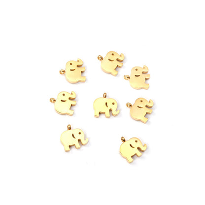 ASON 10pcs/Lot 12.5x9.5mm Gold Pendant Charms Stainless Steel Elephant For Necklace Bracelets DIY Jewelry Accessories Supplies asonjewelry