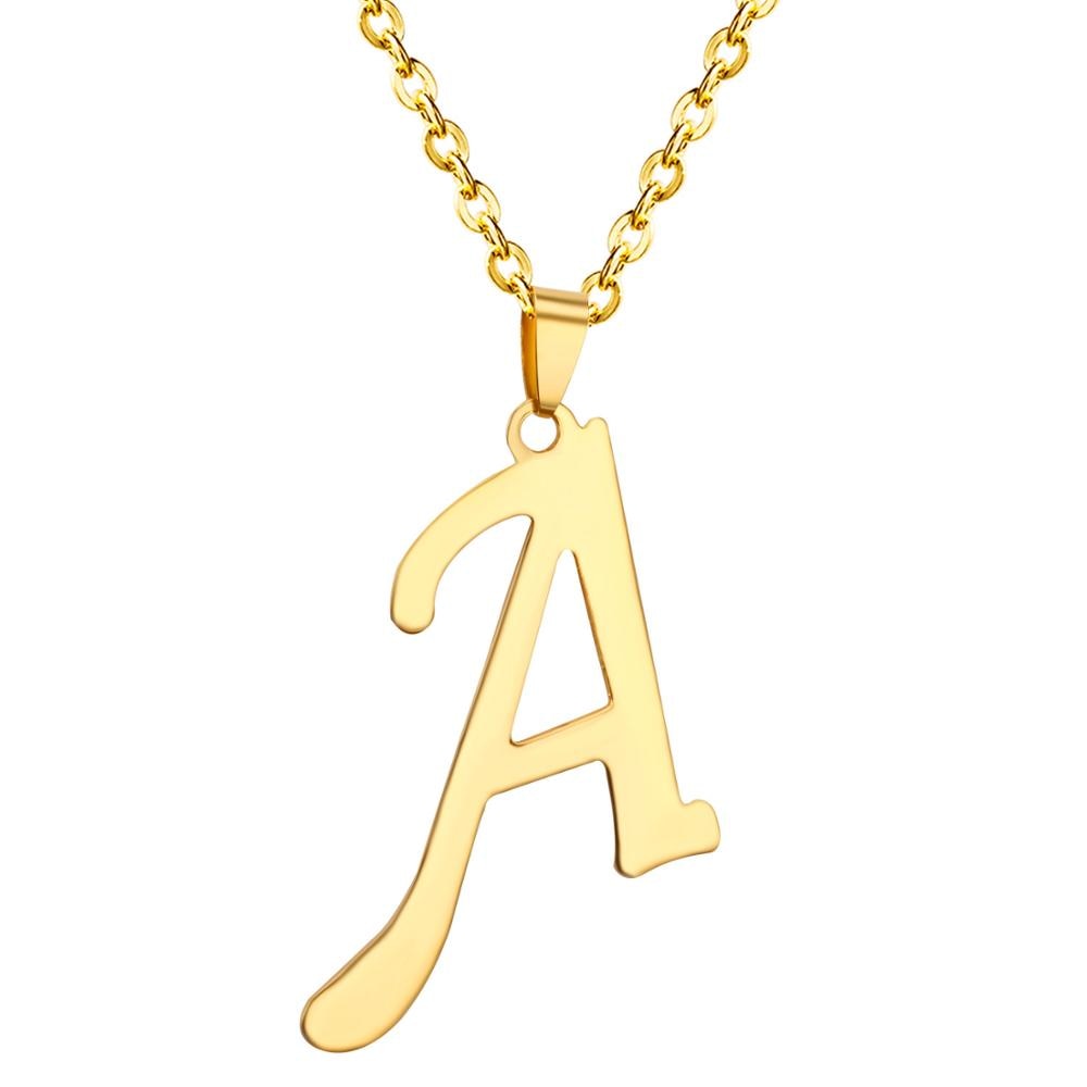ASON Initial 26 Letters A-Z Gold Color Stainless Steel Modern Chain Choker Pendant Necklaces For Women Fashion Jewelry asonjewelry