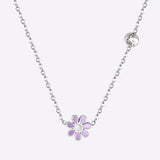 Korean Fashion Romantic Colorful Flower Pendant Stainless Steel Chain Necklace For Women Jewelry Parts bijoux femme