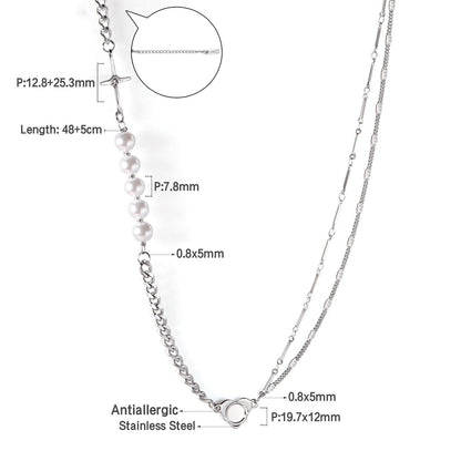 ASON Vintage Baroque Irregular Pearl Pendant Chain Necklace Stainless Steel Geometric Fashion Jewelry for Women Party Gift asonjewelry