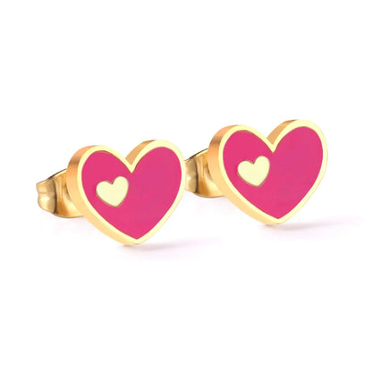 5 Colors Fashion Jewelry Stainless Steel Heart Stud Earring Set For Women's Shell Korean Earrings Set Brinco asonjewelry