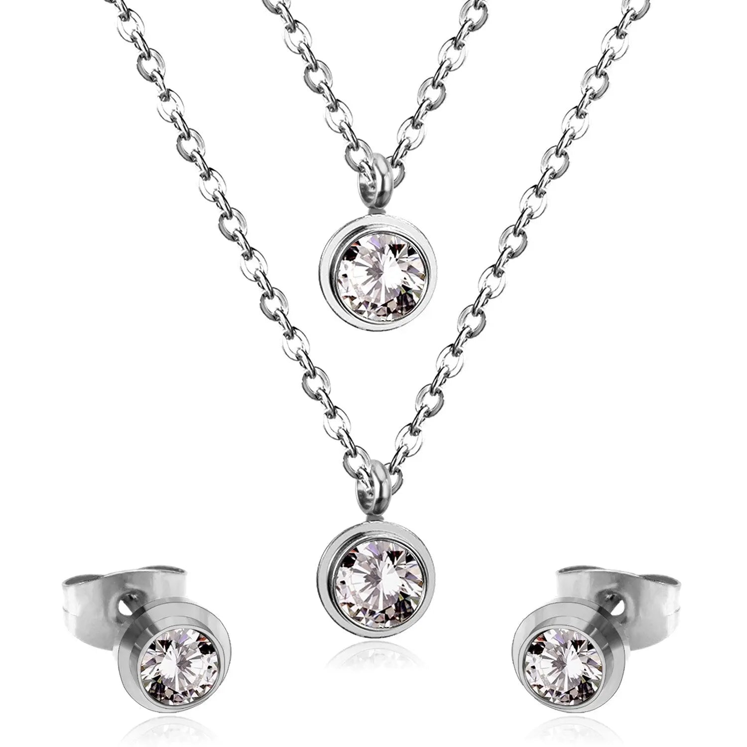 Necklace Earrings Stainless Steel Material Luxury Wedding Trendy Jewelry Sets For Women Valentine's Day Present asonjewelry