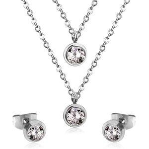 Collar pendientes Material de acero inoxidable boda de lujo juegos de joyas a la moda para mujer regalo del Día de San Valentín 