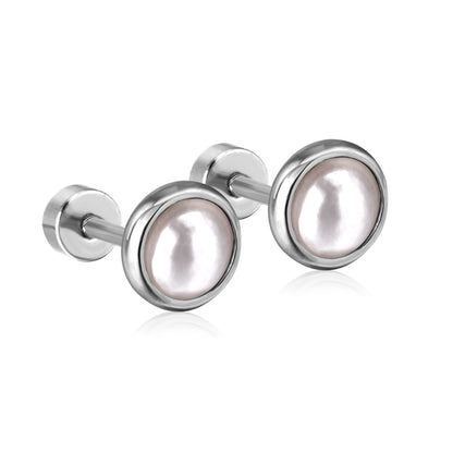 ASON Piercing Earrings Stainless Steel Gold Color Imitation Pearl Screw Stud Earrings Women Size 4mm/6mm/8mm/10mm Jewelry asonjewelry