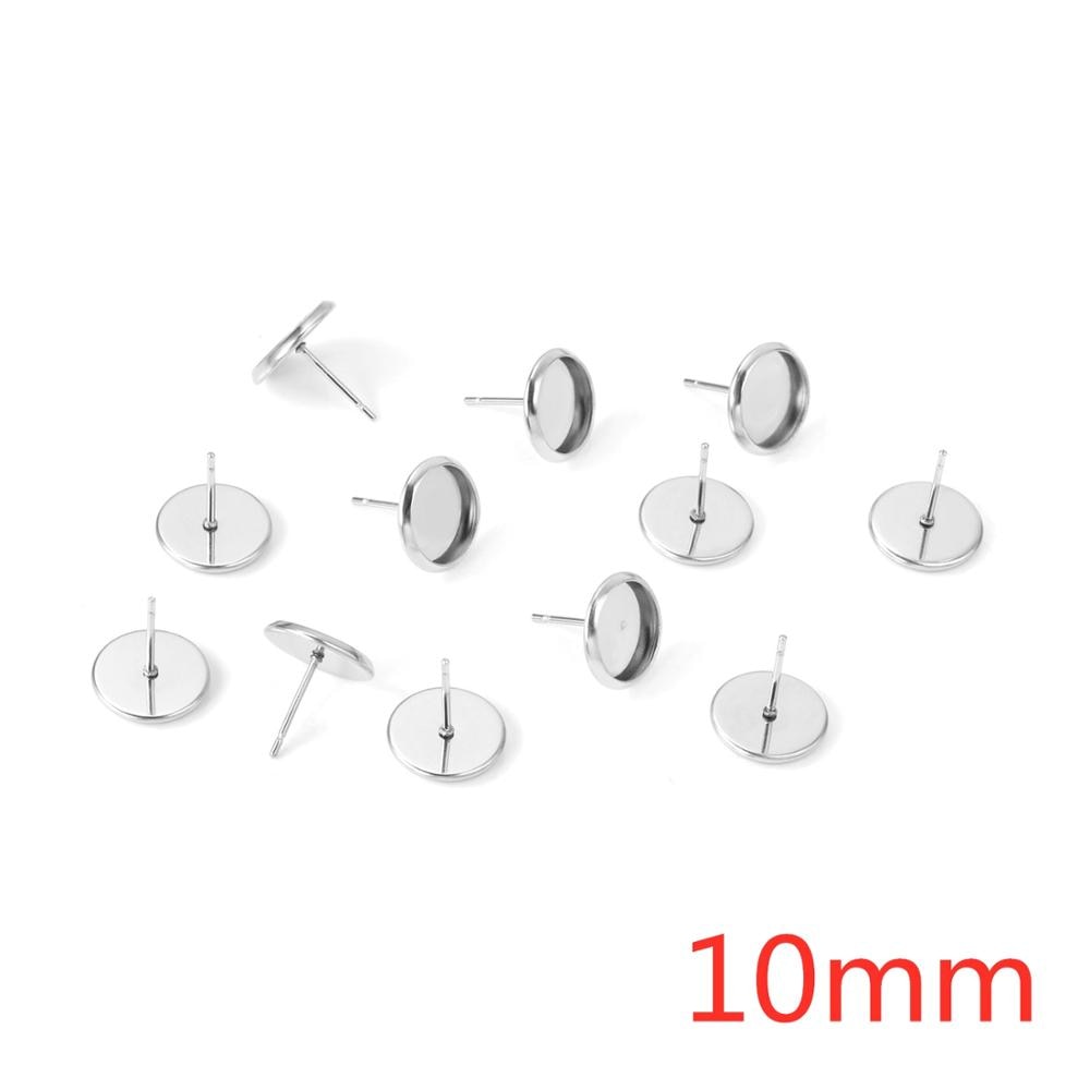 ASON 100pcs/lot Stainless Steel Blank Earring Base Cabochon Earrings Setting Accessories for DIY Jewelry Making Supplies asonjewelry