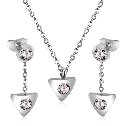 New Heart Shape Crystal Fashion Necklaces Droop Earrings Sets For Woman Dubai Wedding Jewelry Set pendientes bijoux asonjewelry