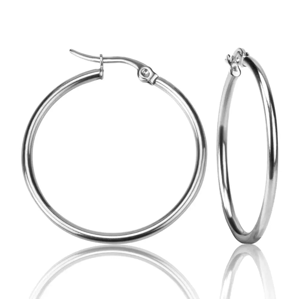 Gold Color Stainless Steel Hoop Earrings For Women Men Big/Small Circle Round Ear Jewelry Bijoux Acier Inoxidable asonjewelry