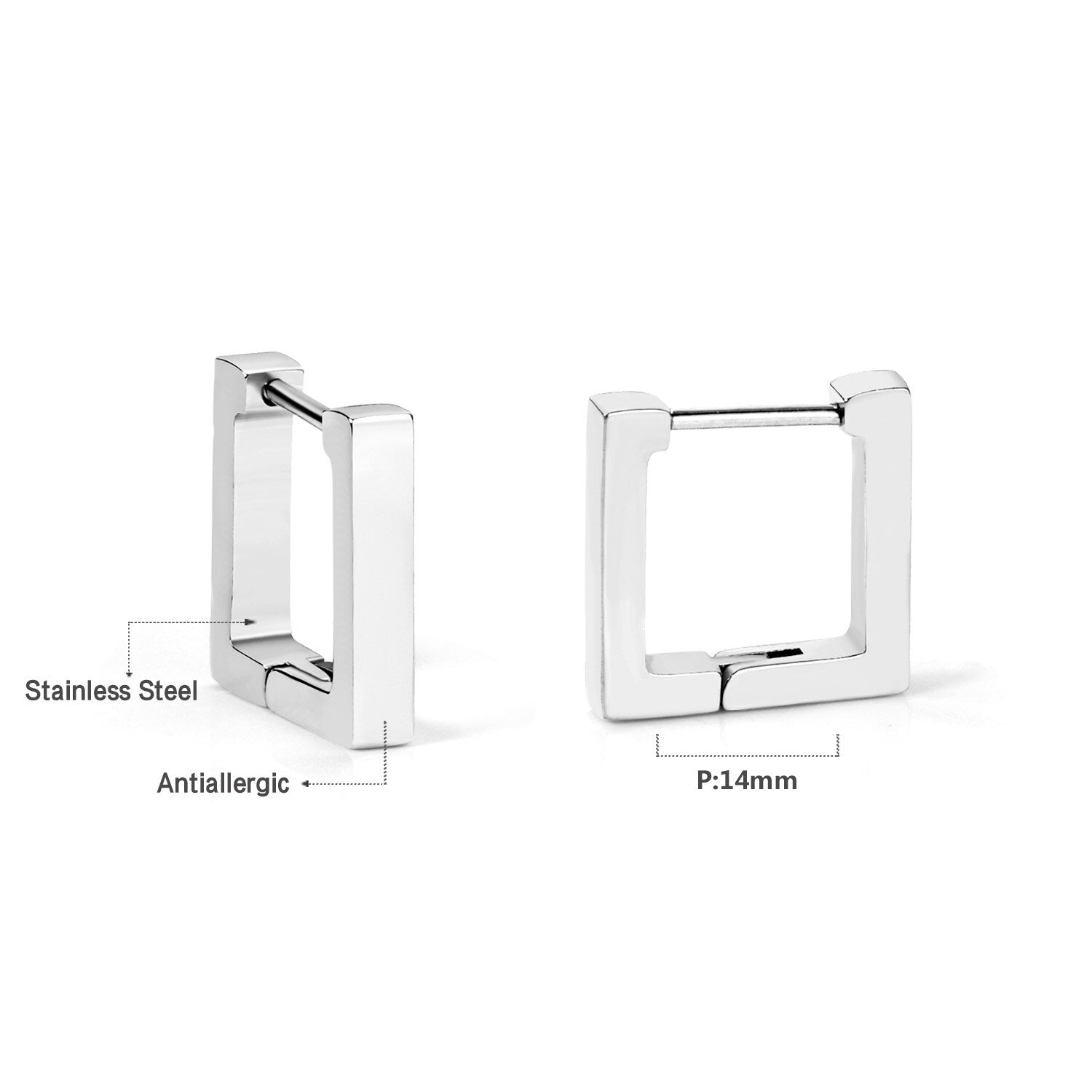 ASON Gold Color Square Rectangle Piercing Hoops Earrings Stainless Steel Geometric Earrings for Women Fashion Jewelry Gift asonjewelry