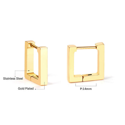 ASON Gold Color Square Rectangle Piercing Hoops Earrings Stainless Steel Geometric Earrings for Women Fashion Jewelry Gift asonjewelry