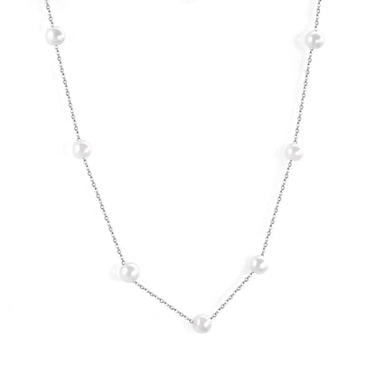 Gold Fake Pearl 6mm Pendant Link Chain 2021 Choker Necklace Women Jewelry Stainless Steel Babygirl Necklaces Set asonjewelry