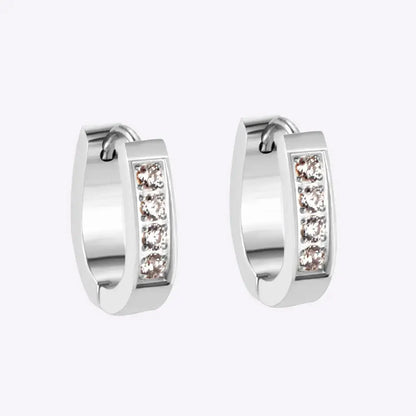 Trendy Oval Shape With Crystal Stainless Steel Ear Hoop Earrings For Women Party Jewellry Steel Earings pendientes asonjewelry