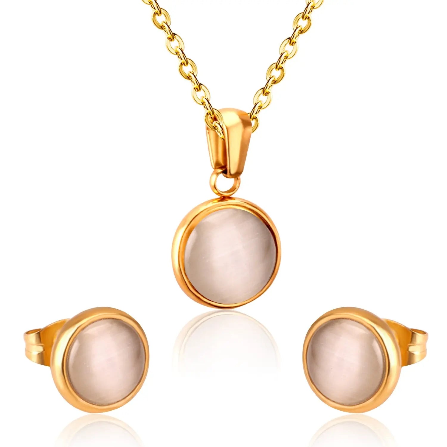 Opal Shell Dubai Wedding Bridal Christmas Jewelry Sets Pendant Necklace Earring For Women Gold Indian Jewellery Set asonjewelry