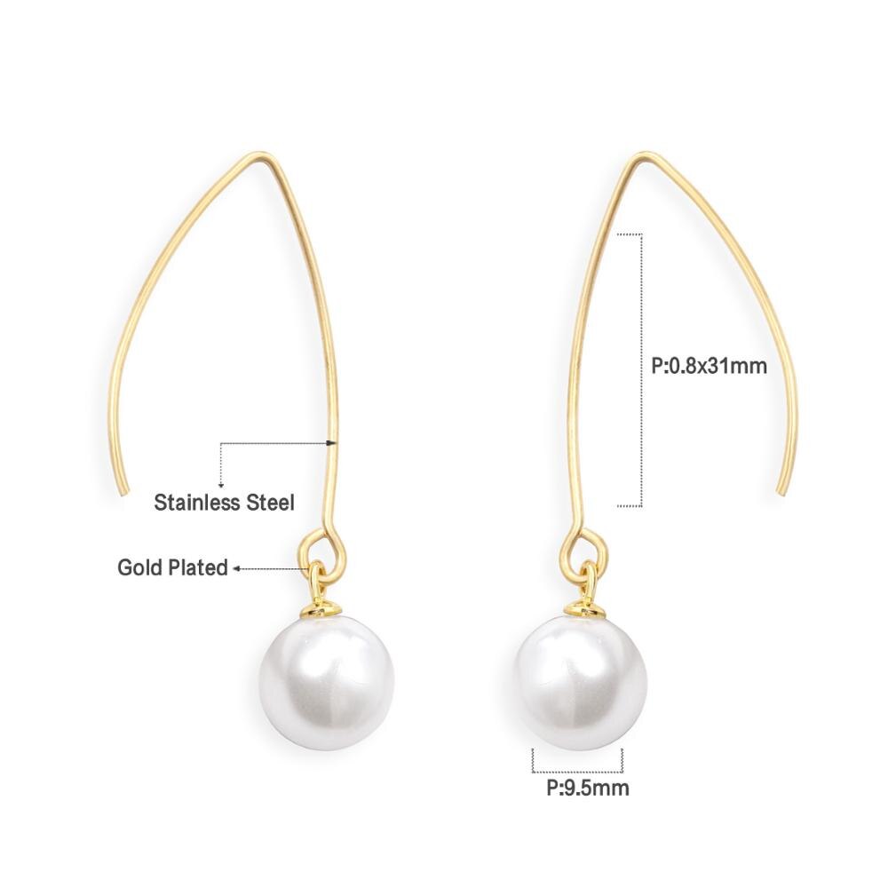 ASON Stylish White Imitation Pearl Drop Earring 316L Stainless Steel Dangle Earring for Women Daily Wear Party Gift Jewelry asonjewelry