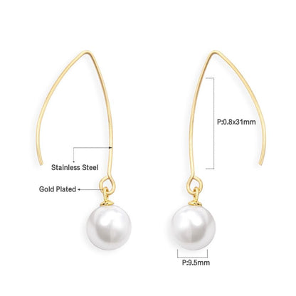 ASON Stylish White Imitation Pearl Drop Earring 316L Stainless Steel Dangle Earring for Women Daily Wear Party Gift Jewelry asonjewelry