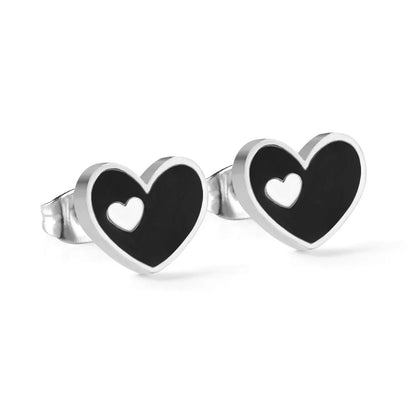 5 Colors Fashion Jewelry Stainless Steel Heart Stud Earring Set For Women's Shell Korean Earrings Set Brinco asonjewelry