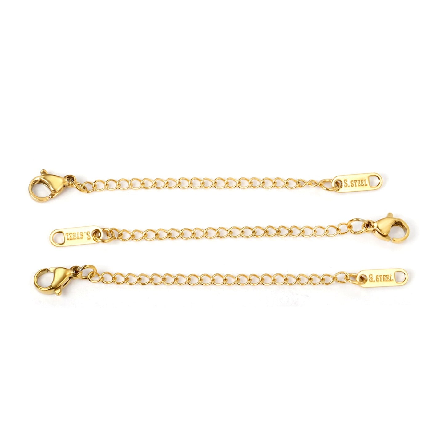 ASON 10pcs/lot Extended Extension Gold Tail Chain Stainless Steel Lobster Clasps Connector DIY Jewelry Making Bracelet Necklaces asonjewelry