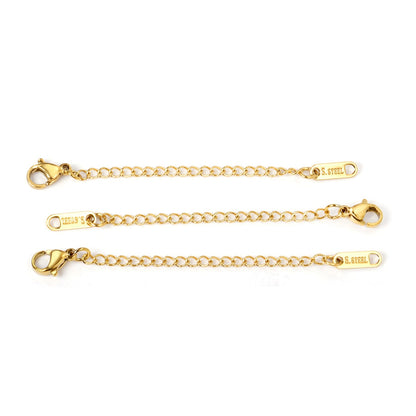 ASON 10pcs/lot Extended Extension Gold Tail Chain Stainless Steel Lobster Clasps Connector DIY Jewelry Making Bracelet Necklaces asonjewelry