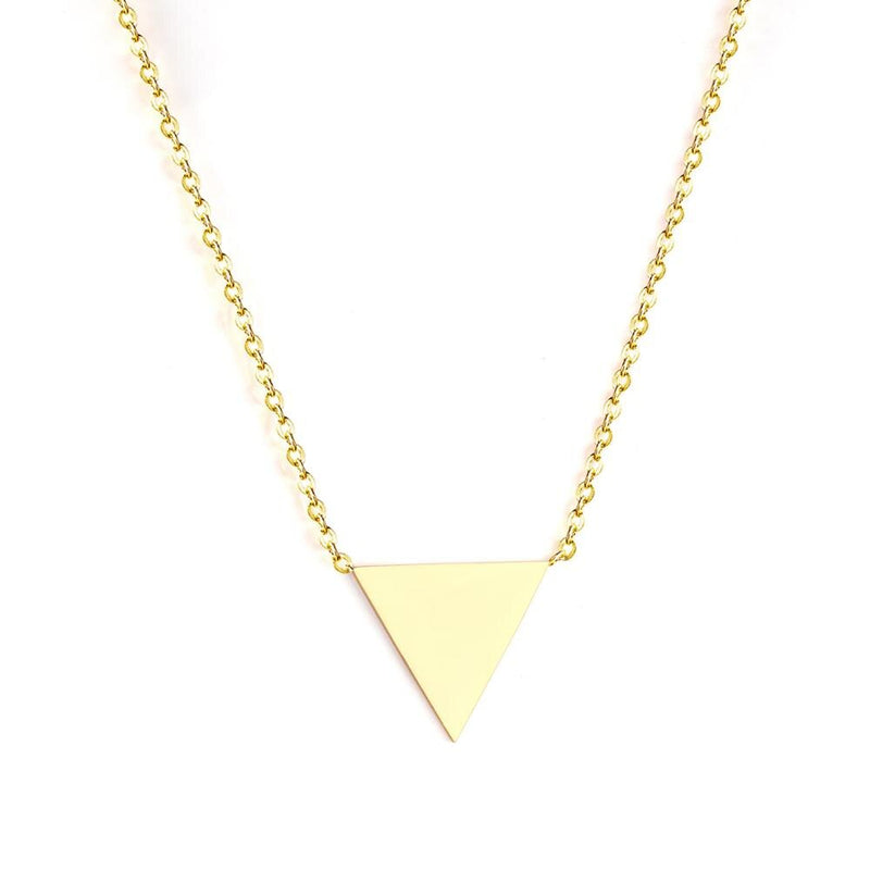 Fashion Gold Triangle Pendant Link Chain Choker Necklace Women Jewelry Stainless Steel Babygirl Necklaces Set