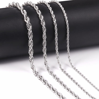 ASON 1pc Sale Stainless Steel Twist Chains Necklace For Women Men Hiphop Jewelry 2mm 3mm Necklace For Pendants Wholesale Support asonjewelry