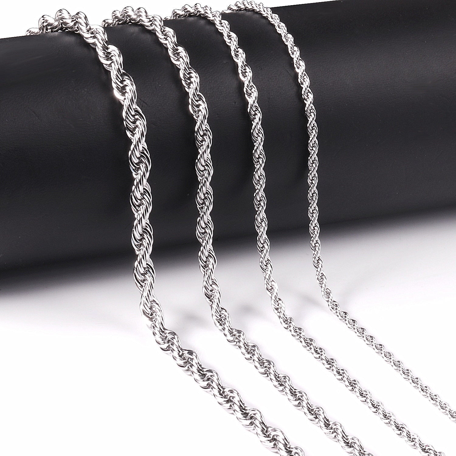 ASON 1pc Sale Stainless Steel Twist Chains Necklace For Women Men Hiphop Jewelry 2mm 3mm Necklace For Pendants Wholesale Support asonjewelry