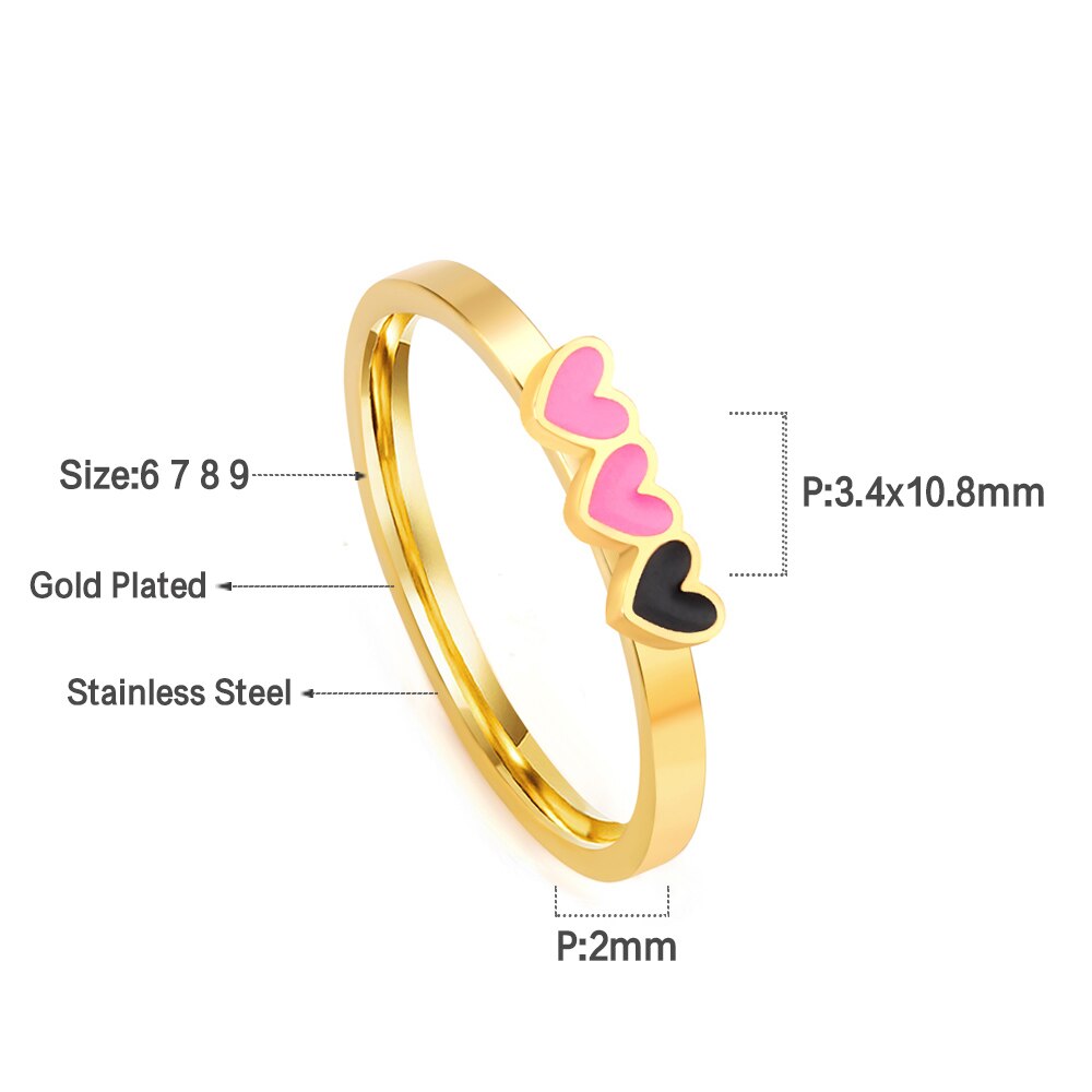 ASON Cute Gold Color Finger Ring 316L Stainless Steel Small Heart Fashion Jewelry for Women Size 6 Jewellery Accessory Gift asonjewelry