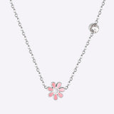 Korean Fashion Romantic Colorful Flower Pendant Stainless Steel Chain Necklace For Women Jewelry Parts bijoux femme