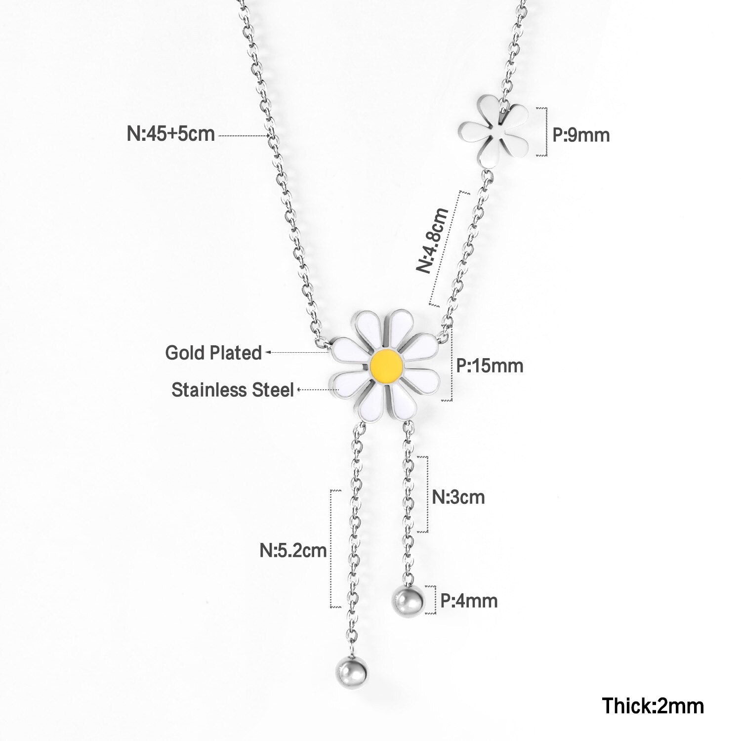 ASON Cute Flower Round Pendant Necklace Gold Color Stainless Steel Charm Choker Necklaces for Women Jewelry Accessories asonjewelry