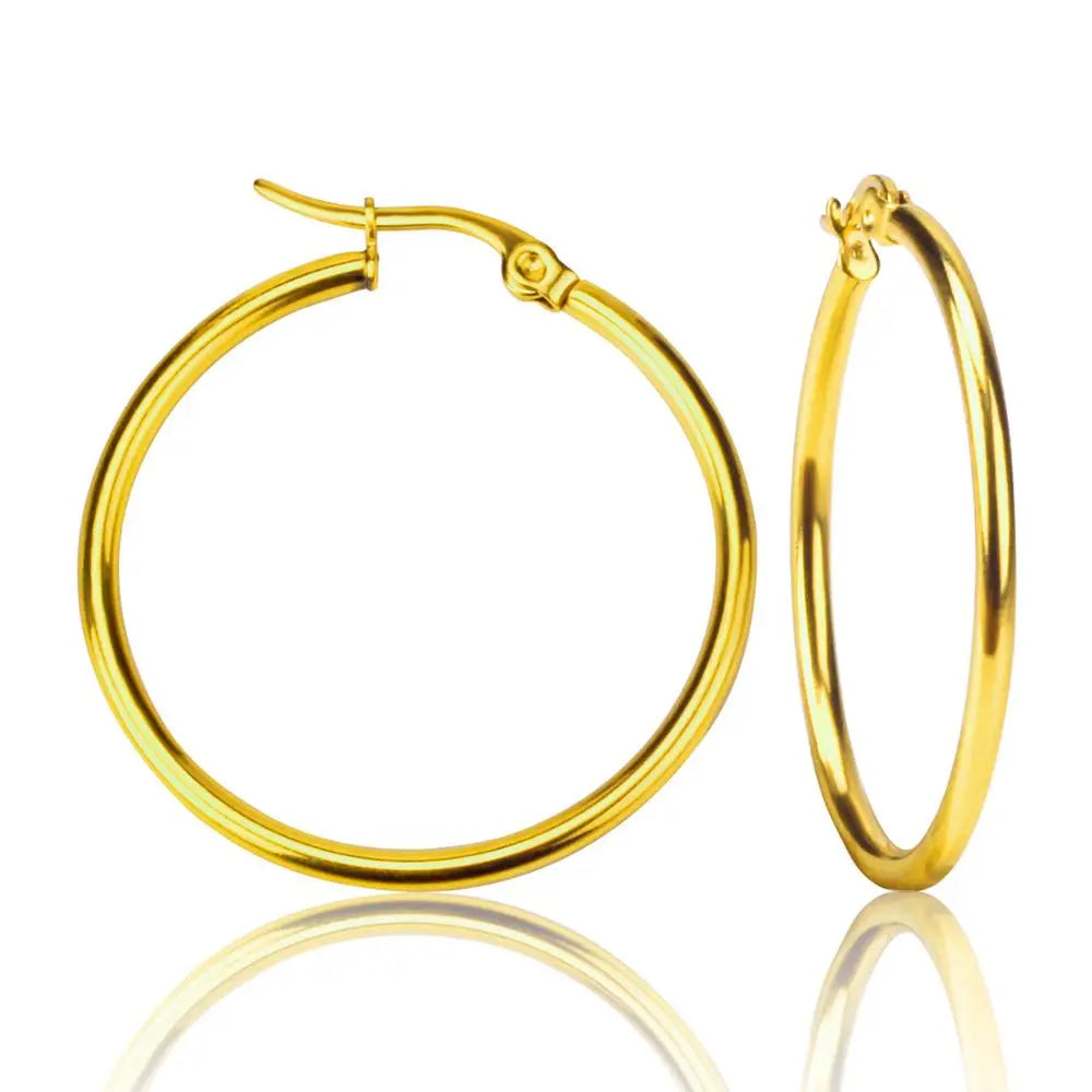 Gold Color Stainless Steel Hoop Earrings For Women Men Big/Small Circle Round Ear Jewelry Bijoux Acier Inoxidable asonjewelry