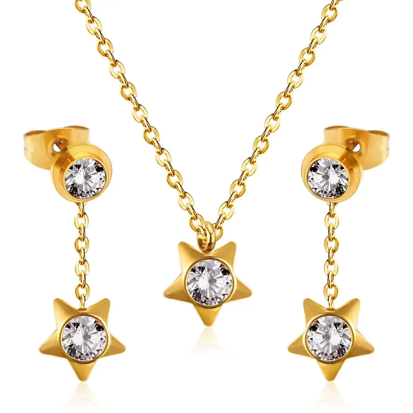 New Heart Shape Crystal Fashion Necklaces Droop Earrings Sets For Woman Dubai Wedding Jewelry Set pendientes bijoux asonjewelry