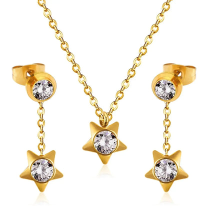 New Heart Shape Crystal Fashion Necklaces Droop Earrings Sets For Woman Dubai Wedding Jewelry Set pendientes bijoux asonjewelry