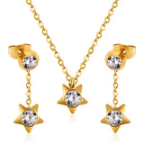 New Heart Shape Crystal Fashion Necklaces Droop Earrings Sets For Woman Dubai Wedding Jewelry Set pendientes bijoux