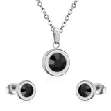 Stainless Steel Round Multi-color Pendant Necklace Earrings Sets For Women Indian Jewellry Accessories pendientes