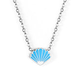 Collar con colgante de caramelo de arcoíris para mujer, joyería de acero inoxidable, colgante de moda de concha al por mayor para regalos de navidad 